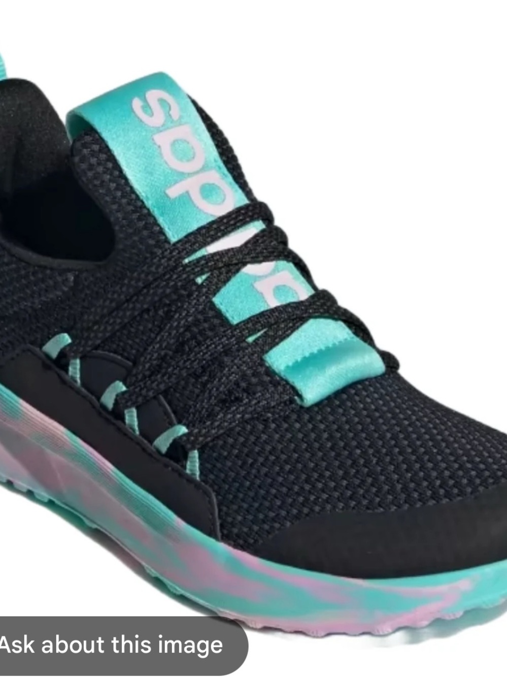 Adidas Girls Black & Teal Athletic Sneakers
